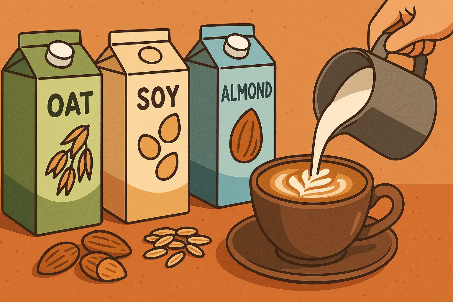 Comparing oat, soy, and almond milk for barista coffee