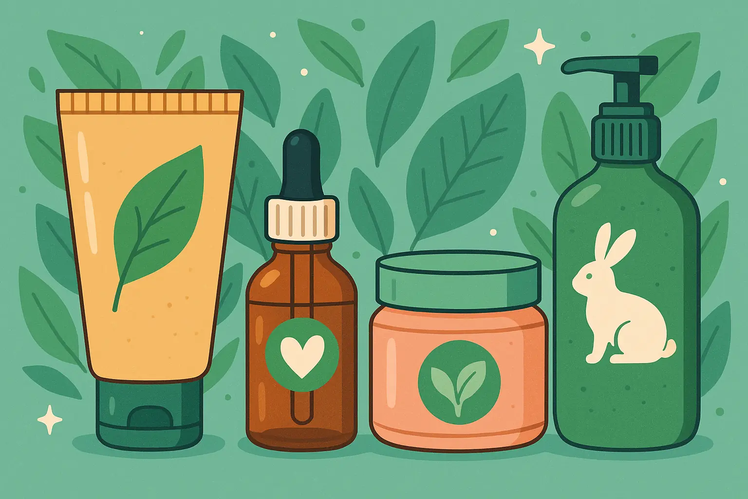 Selection of top vegan skincare products neatly displayed