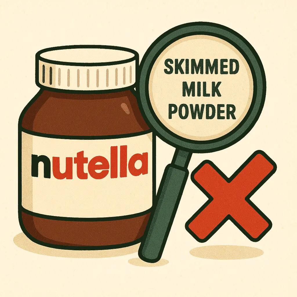 Nutella ingredients with a focus on dairy components